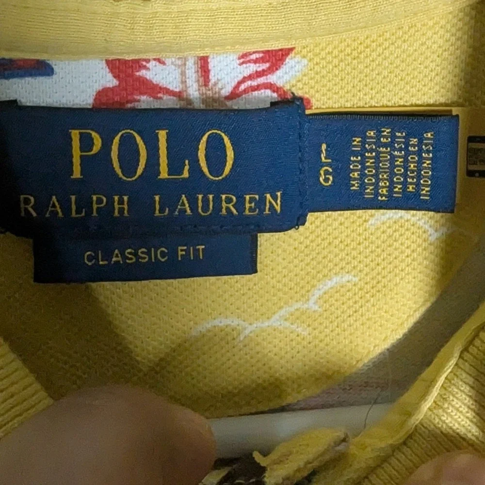 Polo Ralph Lauren Polo Shirt Mens Large Yellow Hawaiian Aloha Bear Preppy Resort